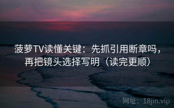 菠萝TV读懂关键：先抓引用断章吗，再把镜头选择写明（读完更顺）