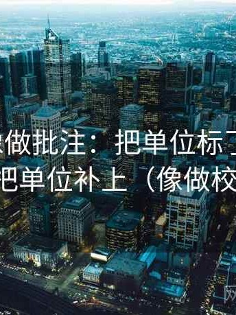 YY漫画像做批注：把单位标了吗写清，再把单位补上（像做校准）