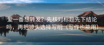 爱一番想转发？先核对标题先下结论吗，再把镜头选择写明（写作也能用）