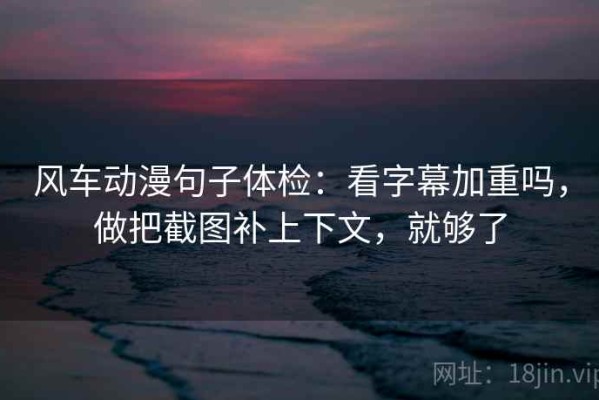 风车动漫句子体检：看字幕加重吗，做把截图补上下文，就够了