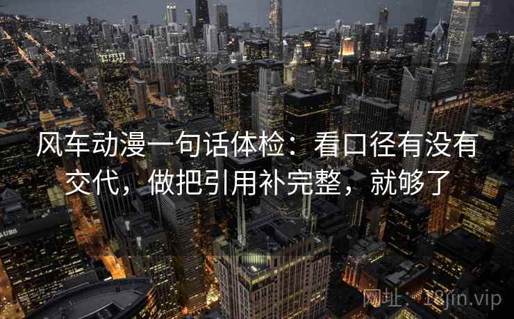 风车动漫一句话体检：看口径有没有交代，做把引用补完整，就够了