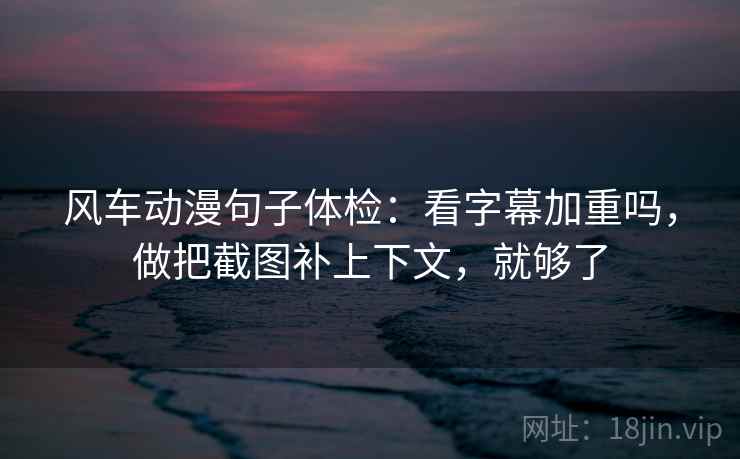 风车动漫句子体检：看字幕加重吗，做把截图补上下文，就够了
